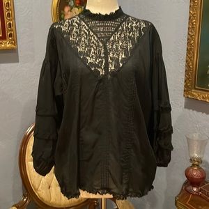 FRYE Cotton and Lace Top